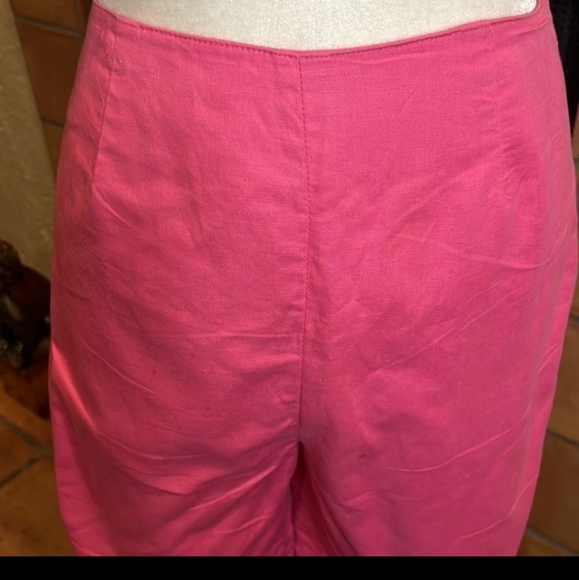 Lilly Pulitzer Preppy Resort Wear Hot Pink Flat Front Linen/Cotton Pants, 10! - Picture 10 of 11